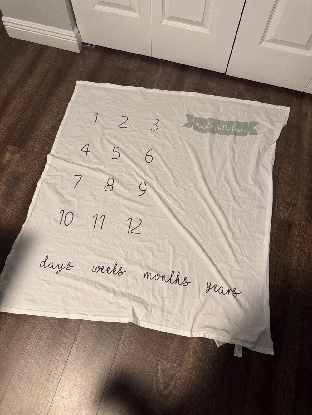 Milestone Photo Blanket - White Baby Monthly Milestone Blanket